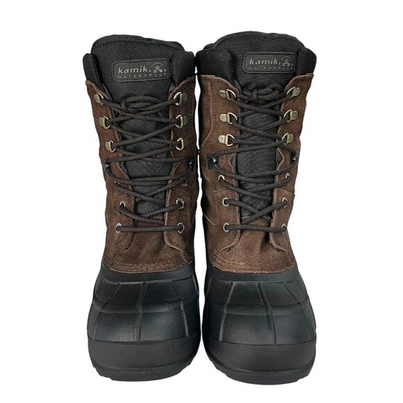 Kamik Mens Size 8 Wide Nation Plus Winter Waterproof Dark Brown Boots Lace up - Picture 7 of 10